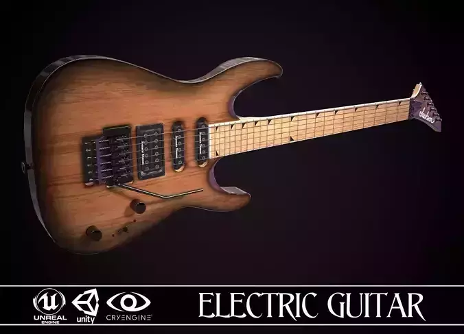 Electric Guitar Jackson Dinky Cherry Low-poly 3D model