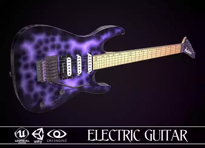 Electric Guitar Jackson Dinky Violet Wave Low-poly 3D model
