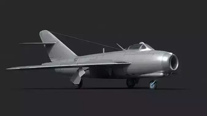 mig-17 silver fighter jet Low-poly 3D model