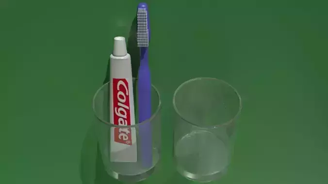 Toothbrust paste and rince glass Free 3D model