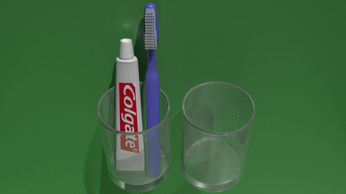 Toothbrust paste and rince glass Free 3D model