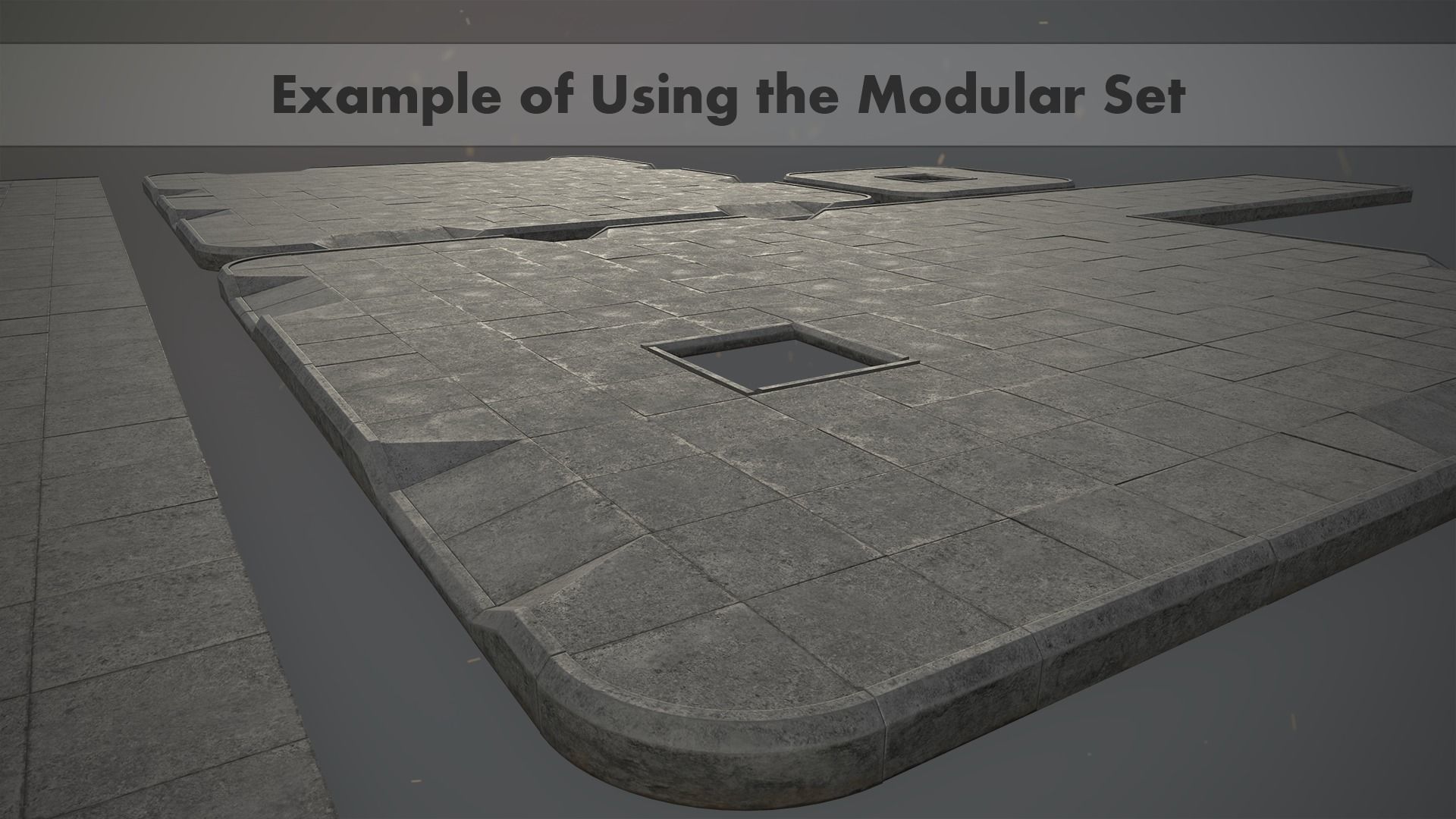 Sidewalk - Modular Set 1  Color Options Low-poly 3D model_12
