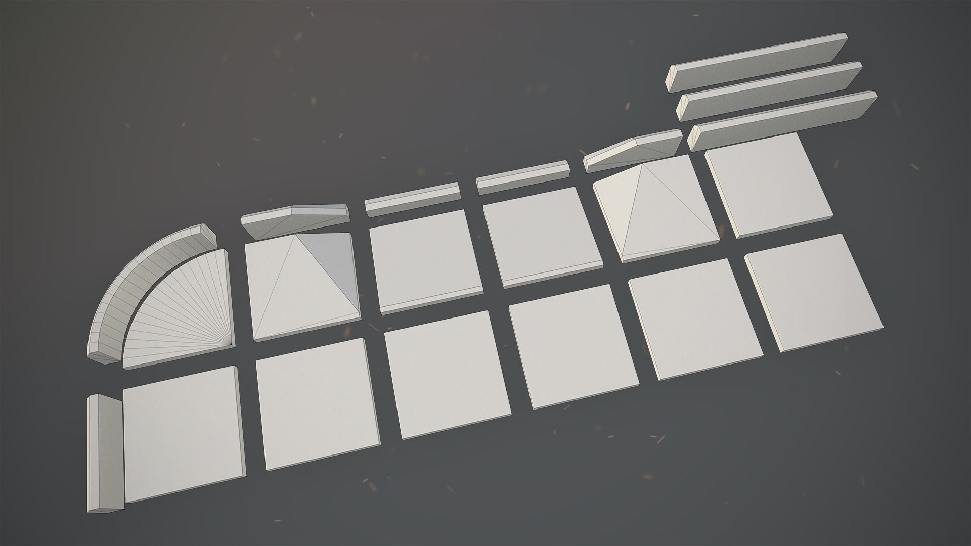 Sidewalk - Modular Set 1  Color Options Low-poly 3D model_18
