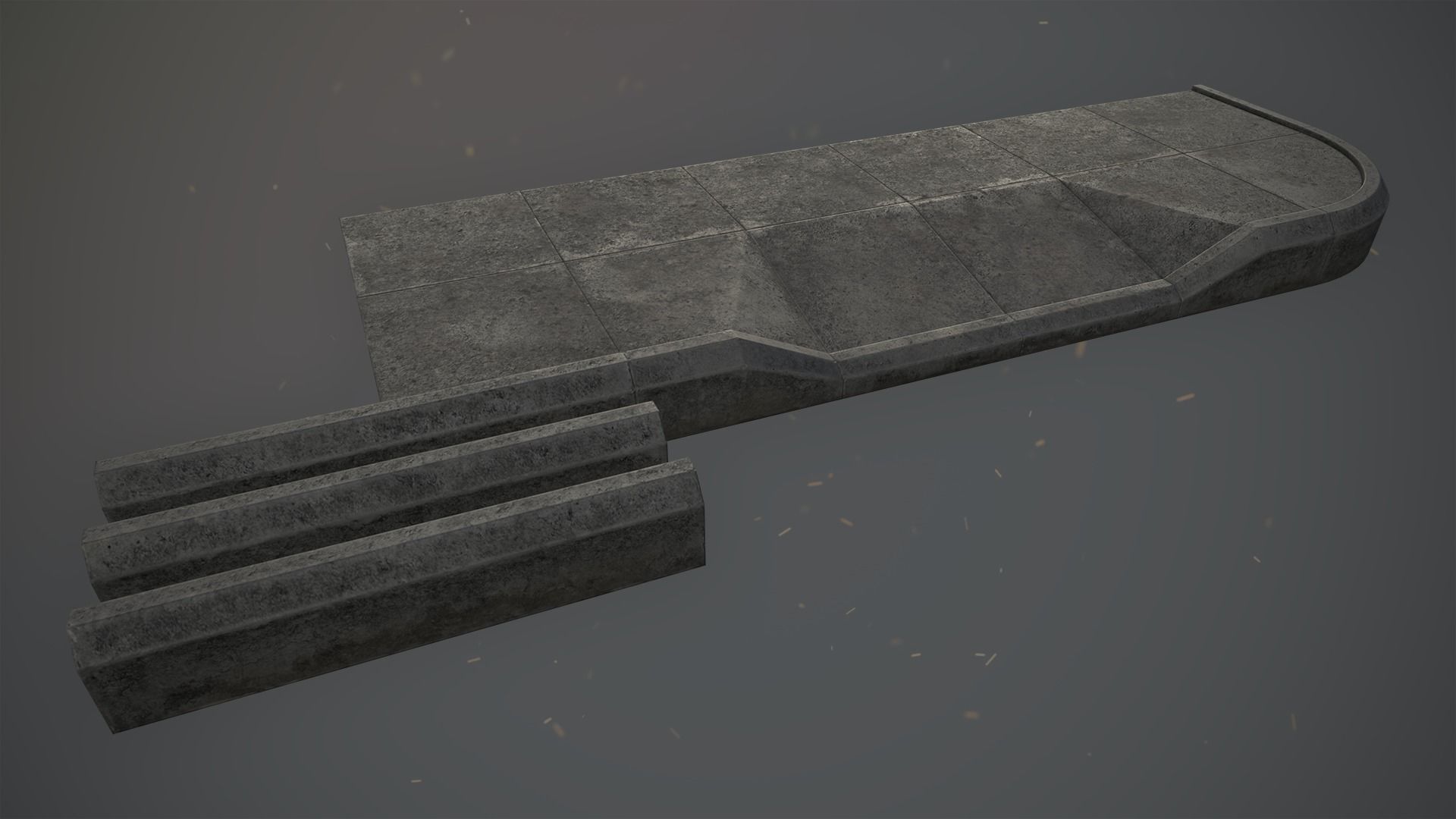 Sidewalk - Modular Set 1  Color Options Low-poly 3D model_5