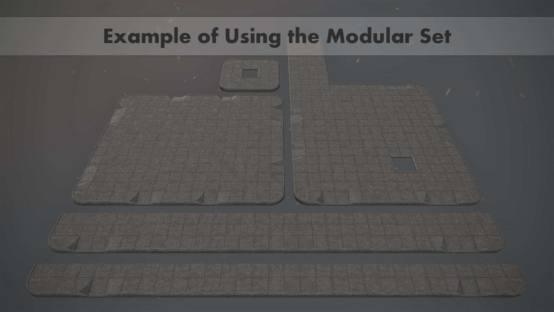 Sidewalk - Modular Set 1  Color Options Low-poly 3D model_10
