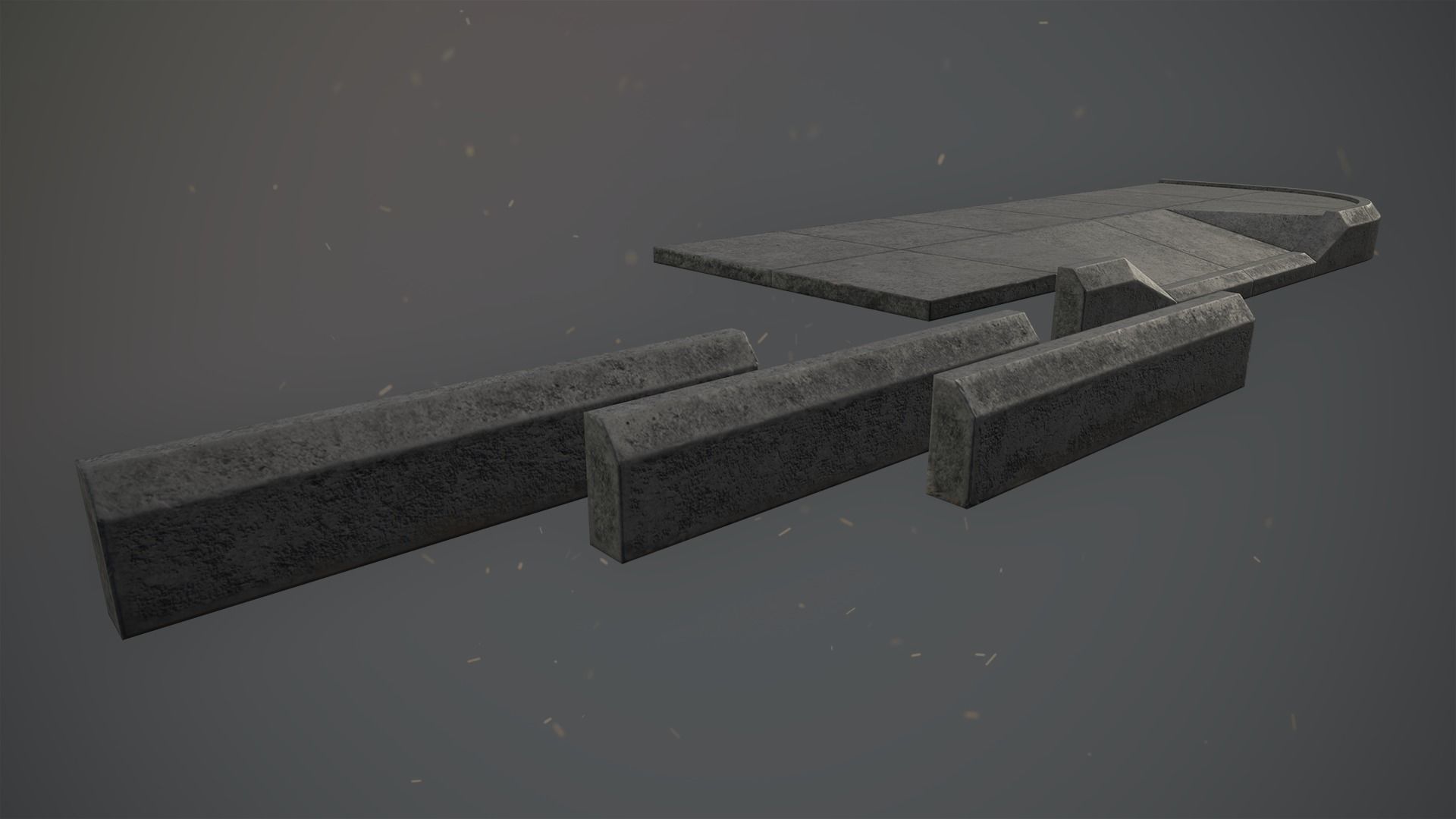 Sidewalk - Modular Set 1  Color Options Low-poly 3D model_8