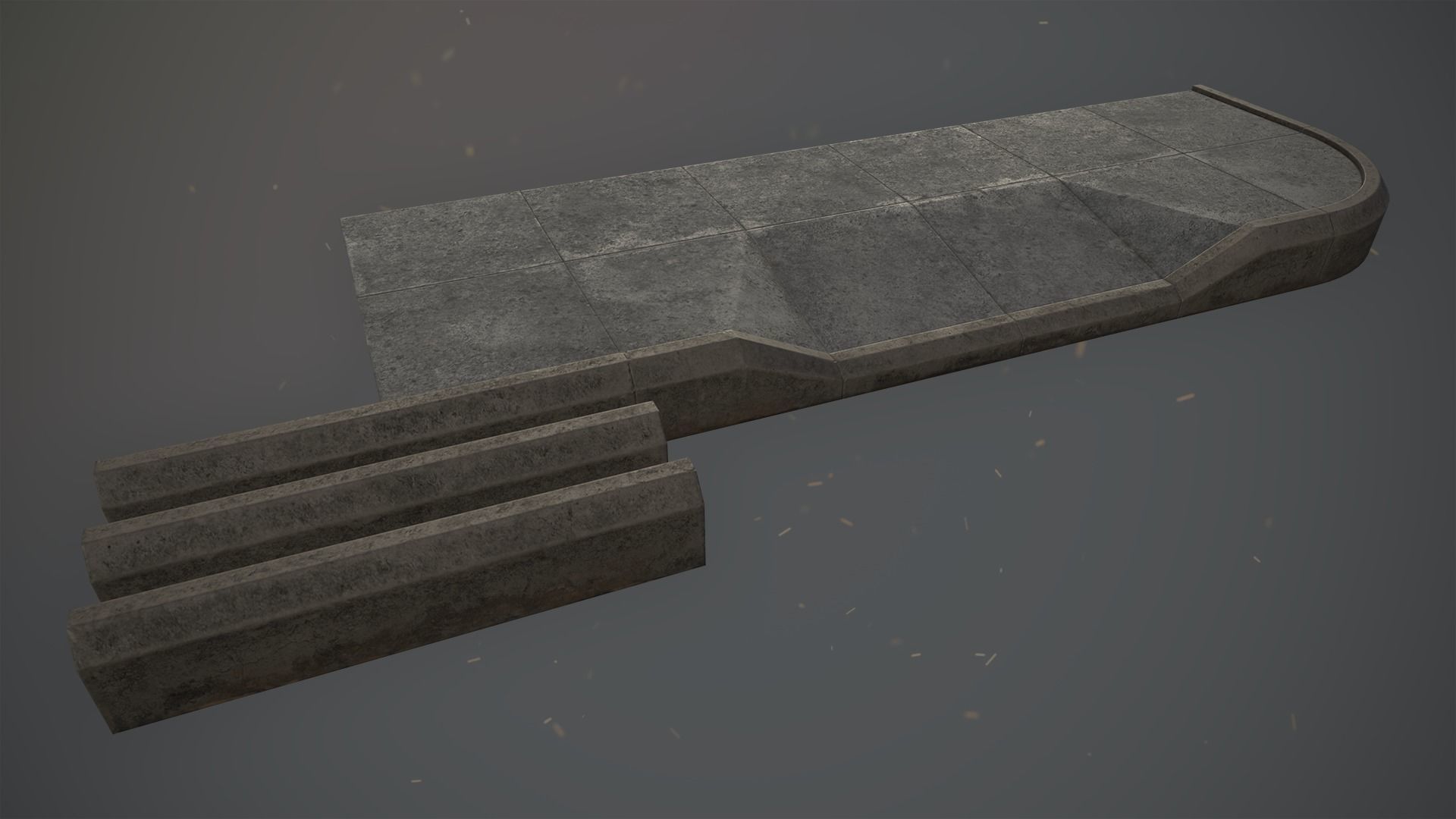 Sidewalk - Modular Set 1  Color Options Low-poly 3D model_6