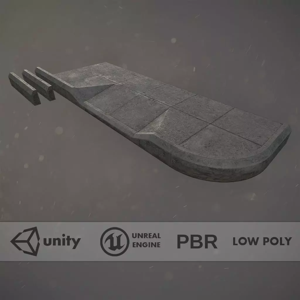 Sidewalk - Modular Set 1  Color Options Low-poly 3D model_0