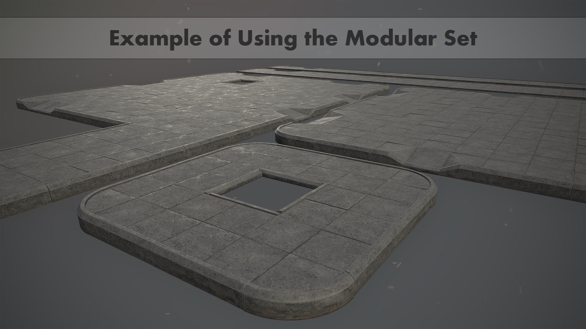 Sidewalk - Modular Set 1  Color Options Low-poly 3D model_13