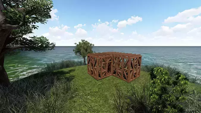 Wooden Structure Low-poly 3D model