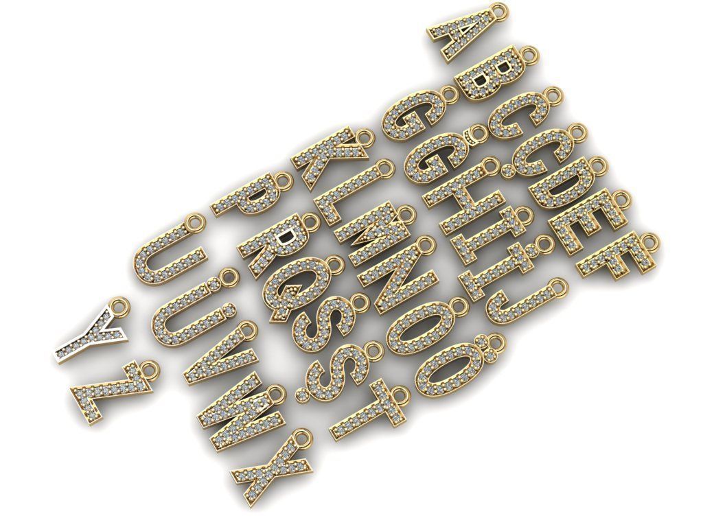 from a to z charm hanger series  3D print model_1
