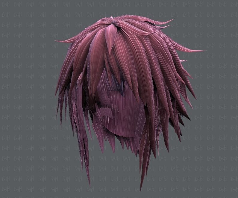 3D Hair style for Man TypeB V01 Low-poly 3D model_43