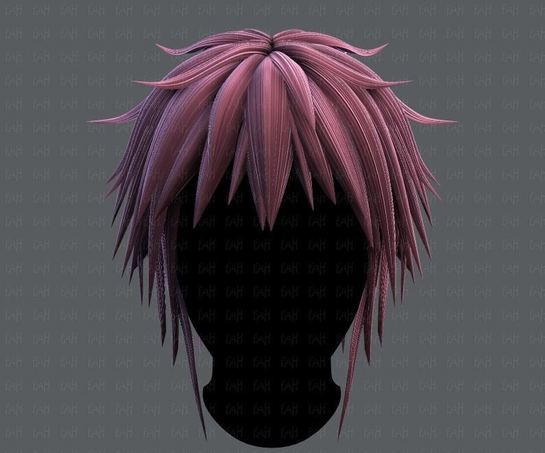 3D Hair style for Man TypeB V01 Low-poly 3D model_1