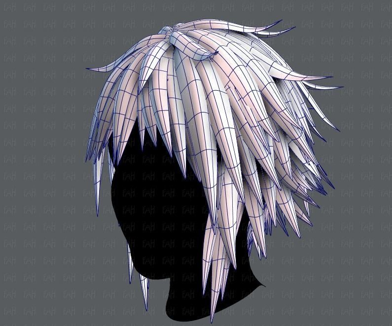 3D Hair style for Man TypeB V01 Low-poly 3D model_16