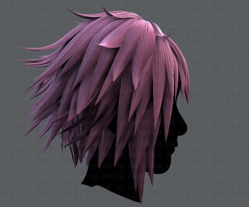 3D Hair style for Man TypeB V01 Low-poly 3D model_3