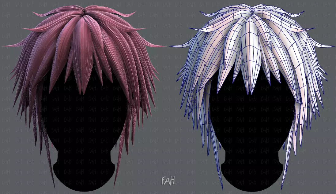 3D Hair style for Man TypeB V01 Low-poly 3D model_0