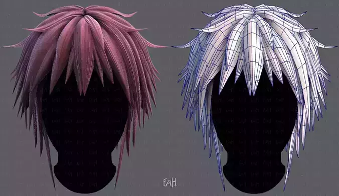 3D Hair style for Man TypeB V01 Low-poly 3D model