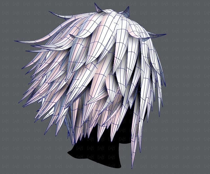 3D Hair style for Man TypeB V01 Low-poly 3D model_12