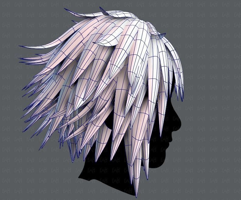 3D Hair style for Man TypeB V01 Low-poly 3D model_11