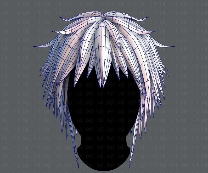 3D Hair style for Man TypeB V01 Low-poly 3D model_9