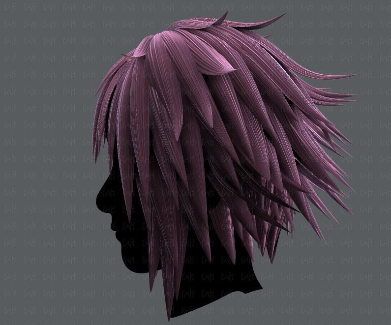 3D Hair style for Man TypeB V01 Low-poly 3D model_7