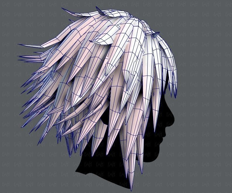 3D Hair style for Man TypeB V01 Low-poly 3D model_27