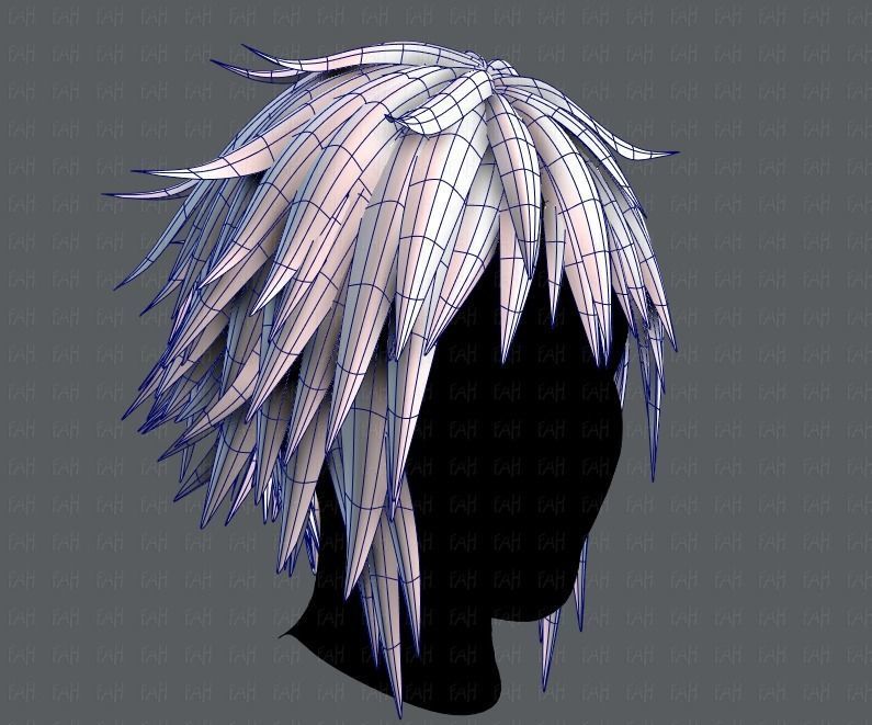 3D Hair style for Man TypeB V01 Low-poly 3D model_10