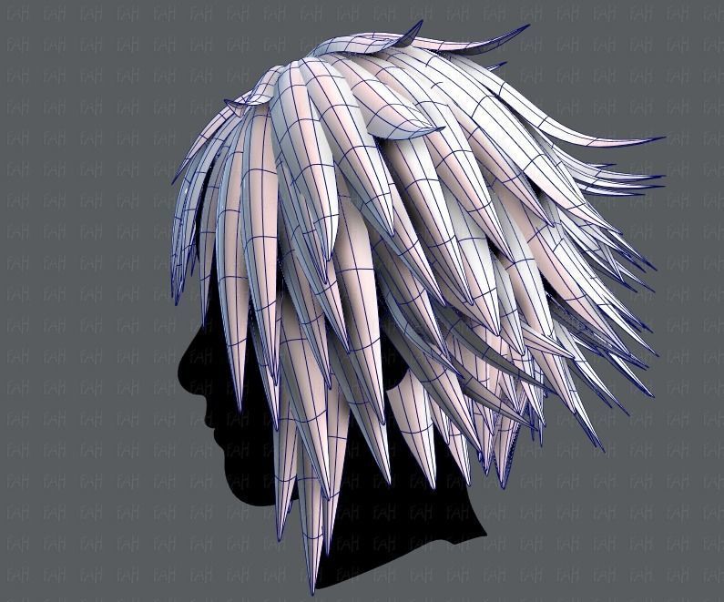 3D Hair style for Man TypeB V01 Low-poly 3D model_15