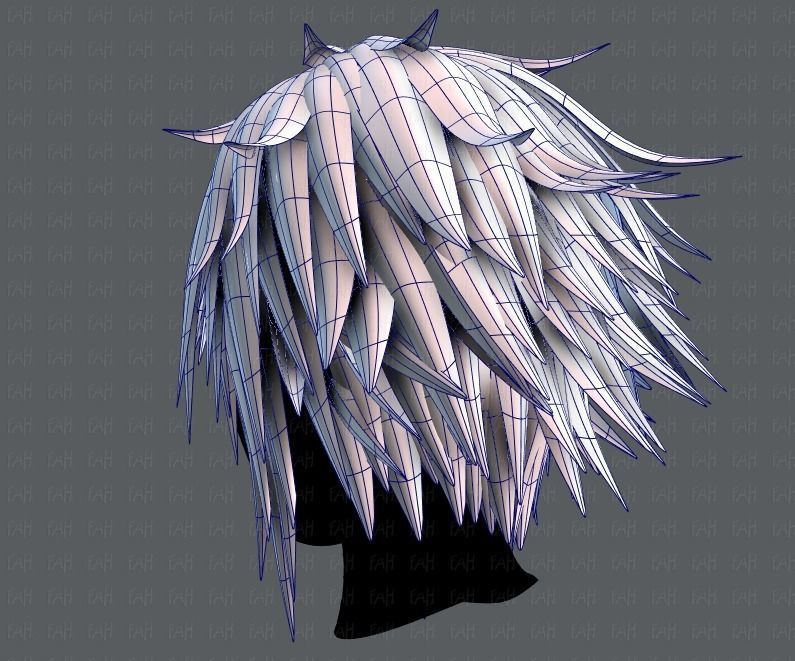 3D Hair style for Man TypeB V01 Low-poly 3D model_14