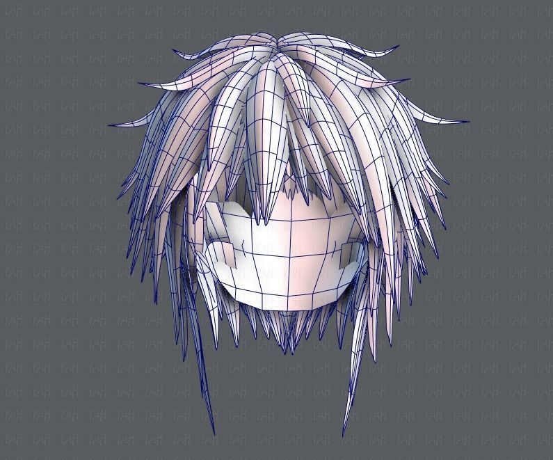 3D Hair style for Man TypeB V01 Low-poly 3D model_38