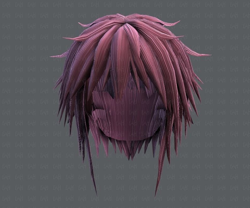 3D Hair style for Man TypeB V01 Low-poly 3D model_39