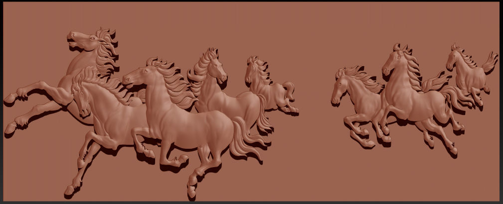Mural Horse  wood carving file stl OBJ and ZTL for CNC 3D print model_3