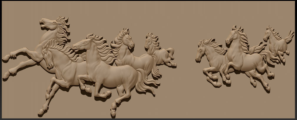 Mural Horse  wood carving file stl OBJ and ZTL for CNC 3D print model_5