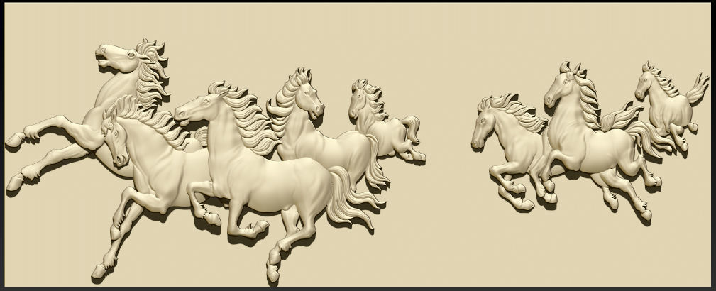 Mural Horse  wood carving file stl OBJ and ZTL for CNC 3D print model_4