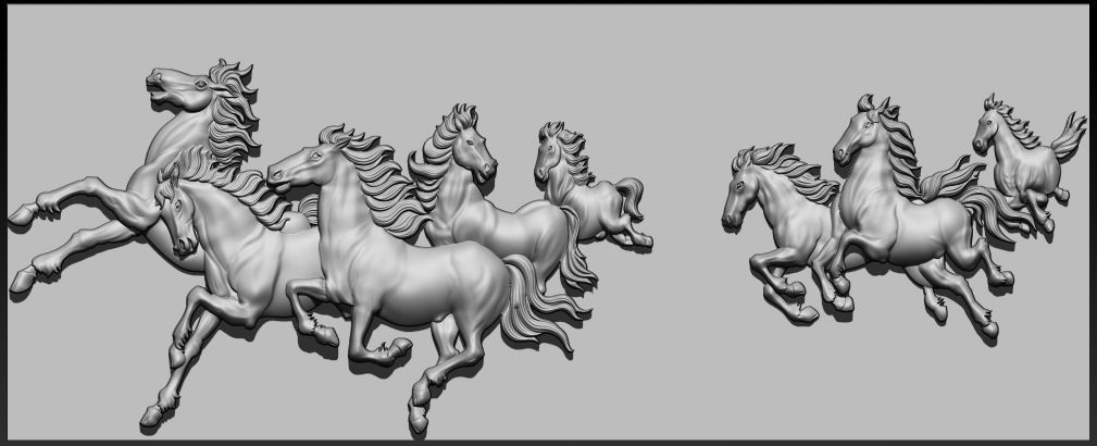 Mural Horse  wood carving file stl OBJ and ZTL for CNC 3D print model_2