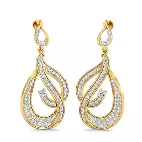 Drop Shaped Drop Earrings With Diamonds  3