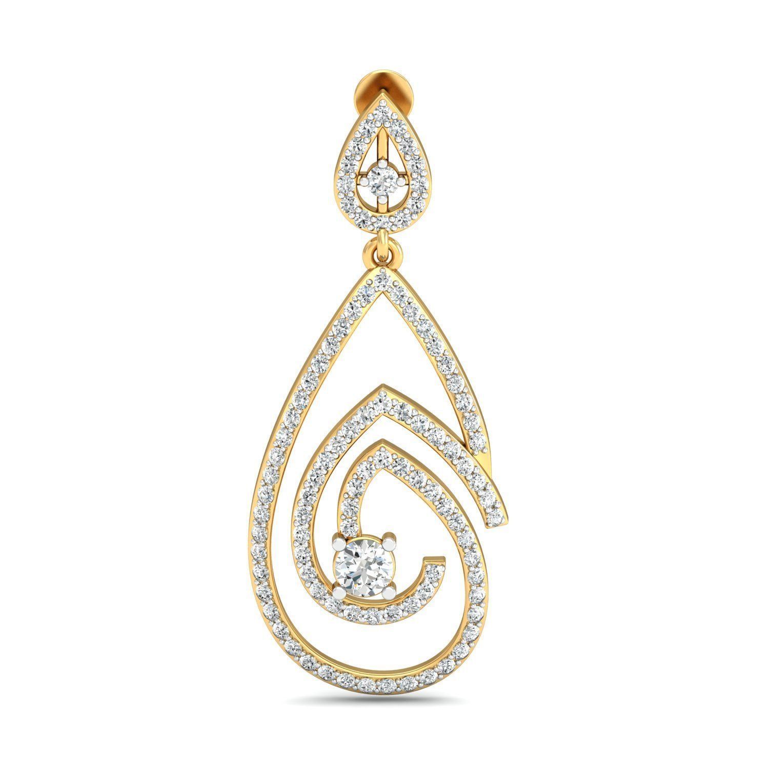 Drop Shaped Drop Earrings With Diamonds  4 3D print model_1