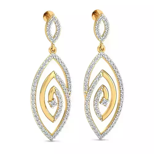 Eye Shaped Drop Earrings With Diamonds 