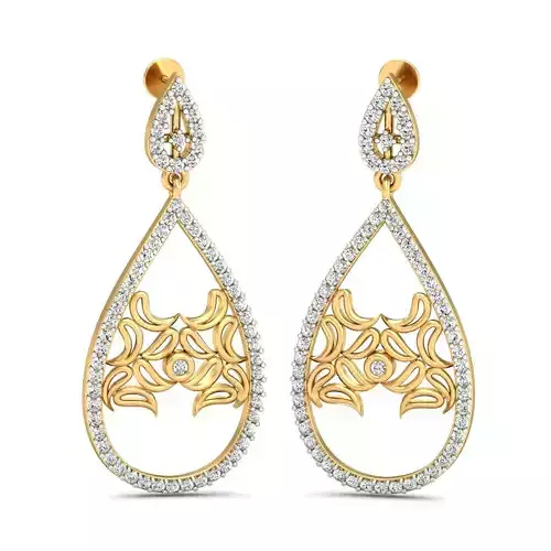 Drop Shaped Drop Earrings With Diamonds  5 3D print model