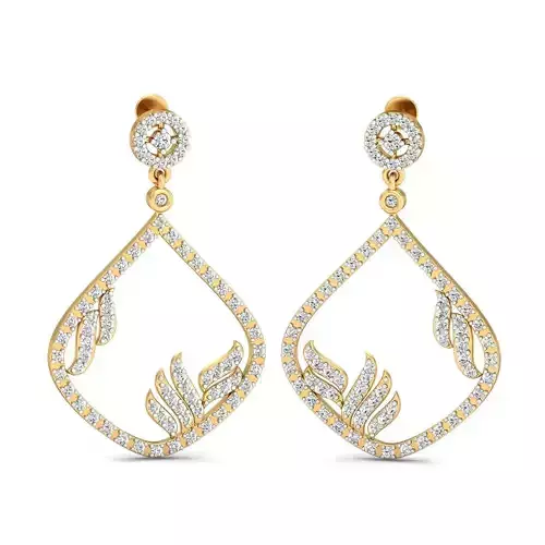 Drop Shaped Drop Earrings With Diamonds  6