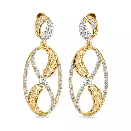 Oval Shaped Drop Earrings With Diamonds  3