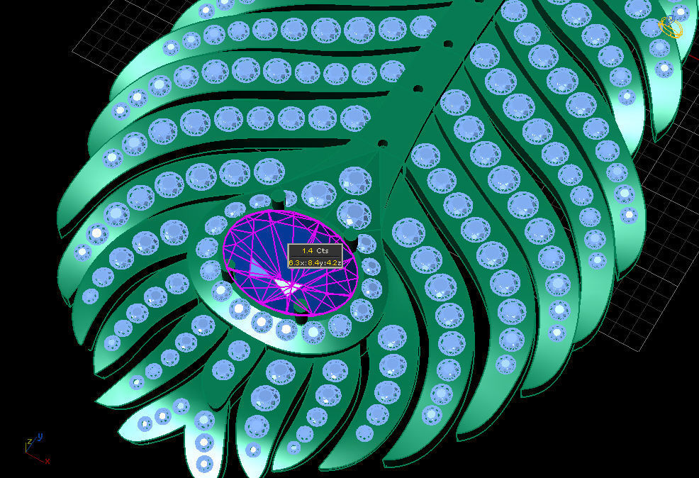 Peacock feather flexible pendant earrings 3D print model_7