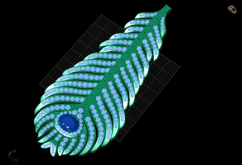Peacock feather flexible pendant earrings 3D print model_2
