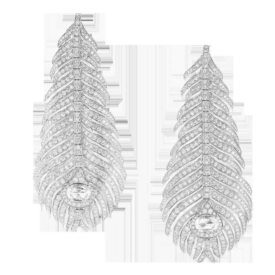 Peacock feather flexible pendant earrings 3D print model_0