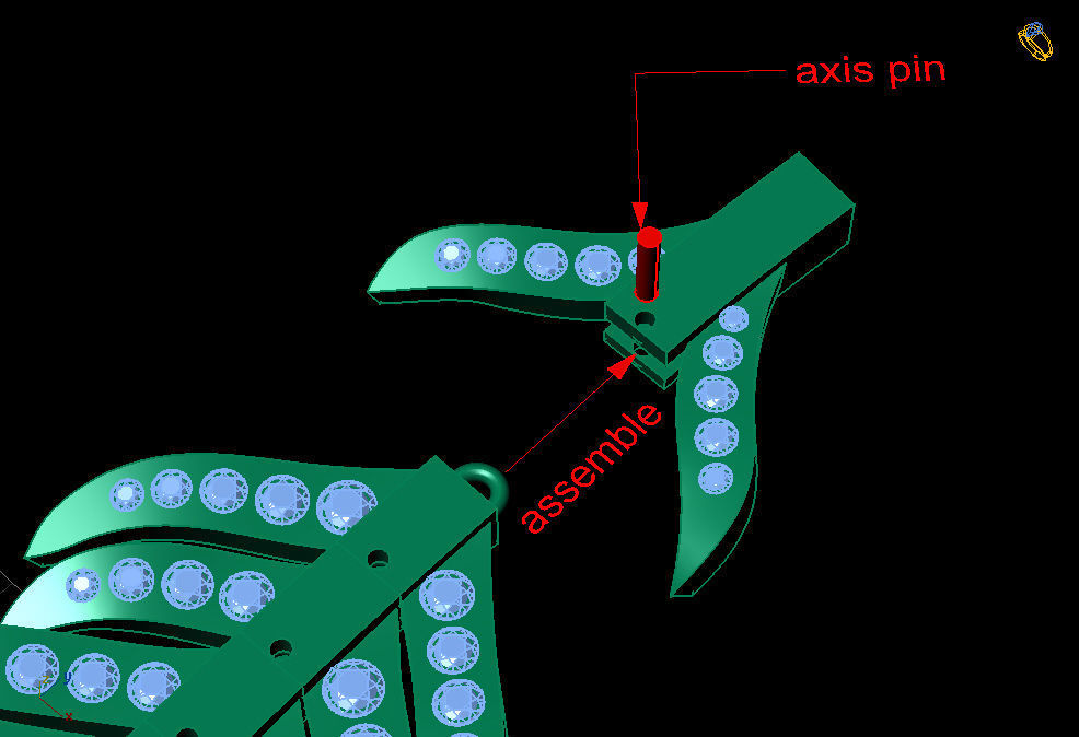 Peacock feather flexible pendant earrings 3D print model_6