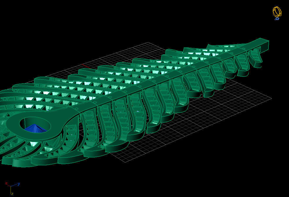 Peacock feather flexible pendant earrings 3D print model_4