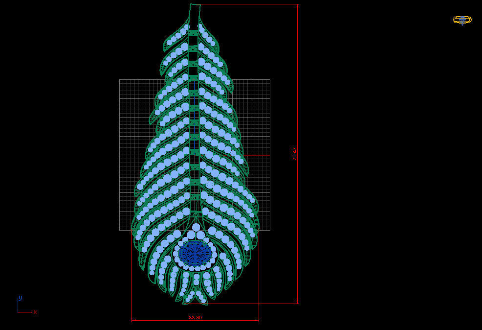 Peacock feather flexible pendant earrings 3D print model_1