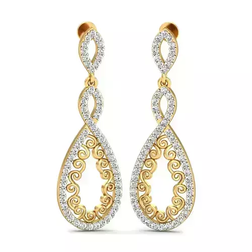 Drop Shaped Drop Earrings With Diamonds  7