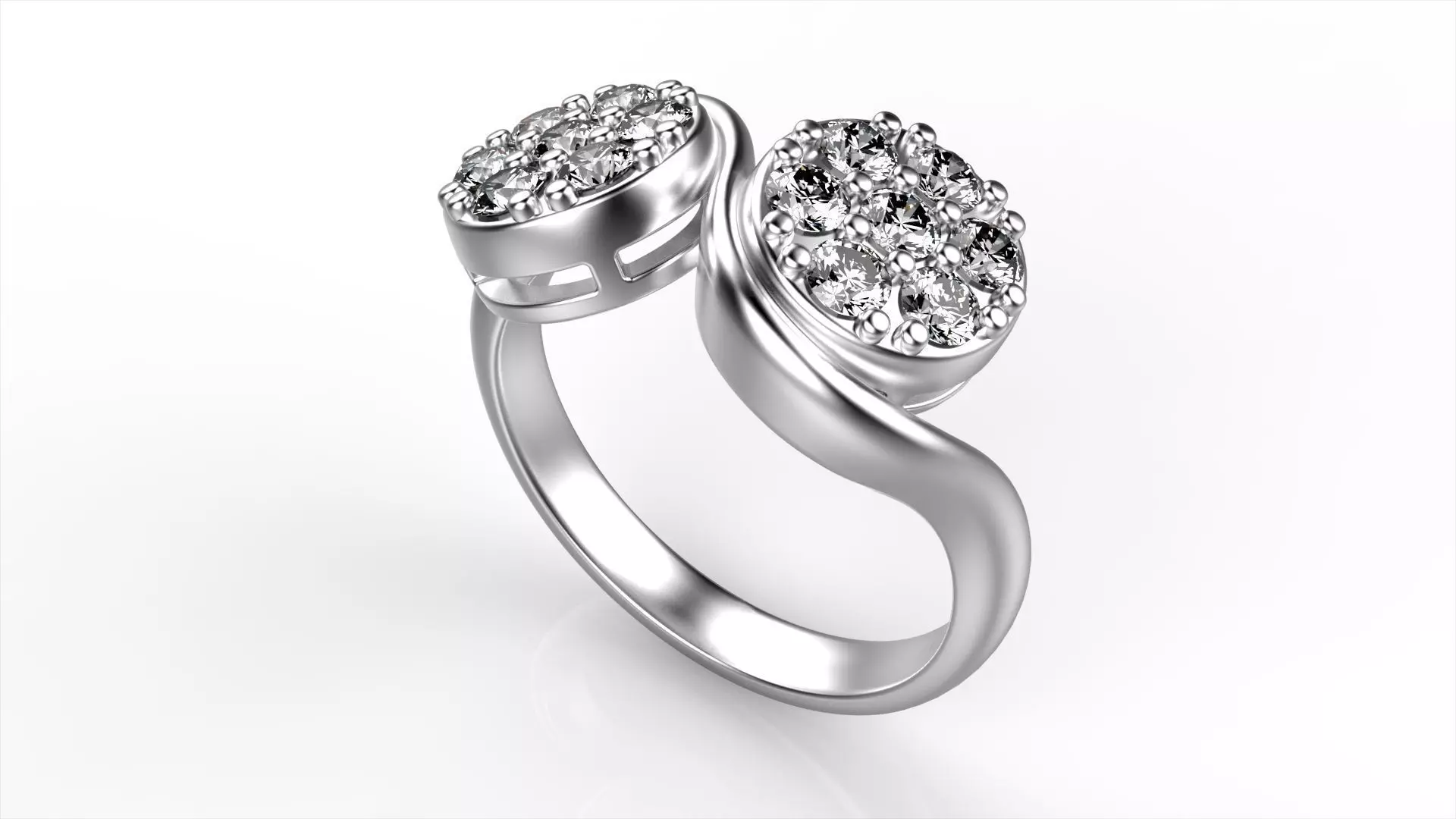 Round Double Cluster Ring All Size 3D print model_0