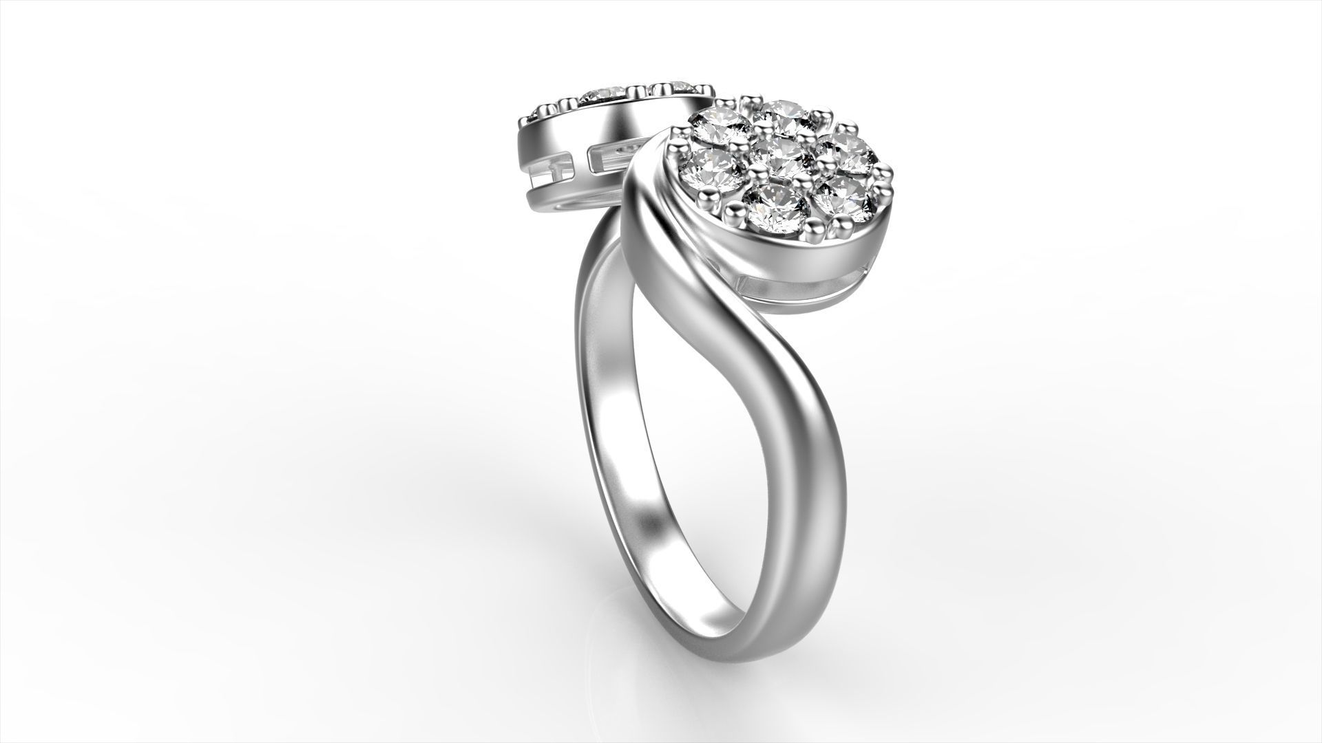 Round Double Cluster Ring All Size 3D print model_2